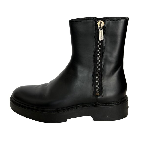 $1095 Santoni black double zippper ankle boots size 8/eu 38 - Picture 1 of 6